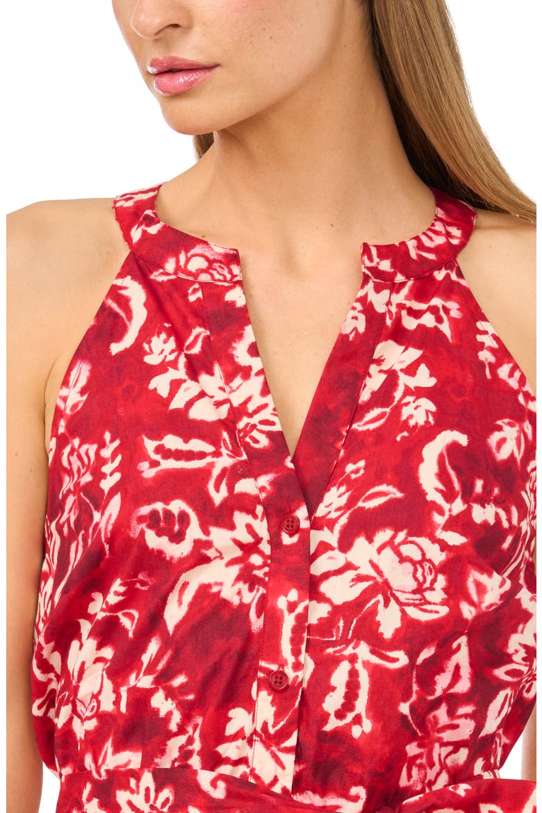 Floral Sleeveless Tiered Cotton Maxi Dress, Alternate, color, LAVA RED