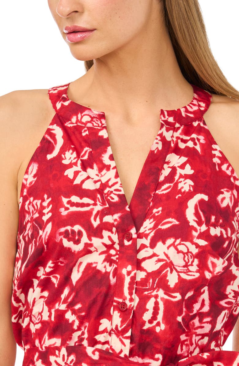Halogen<sup>®</sup> Floral Sleeveless Tiered Cotton Maxi Dress, Alternate, color, Lava Red