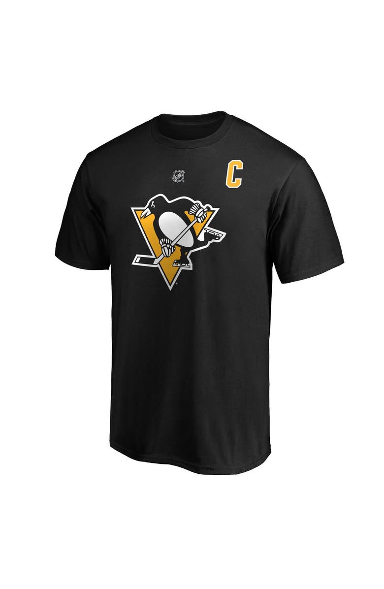 FANATICS Men's Fanatics Branded Sidney Crosby Black Pittsburgh Penguins Big & Tall Captain Patch Name & Number T-Shirt, Alternate, color, 