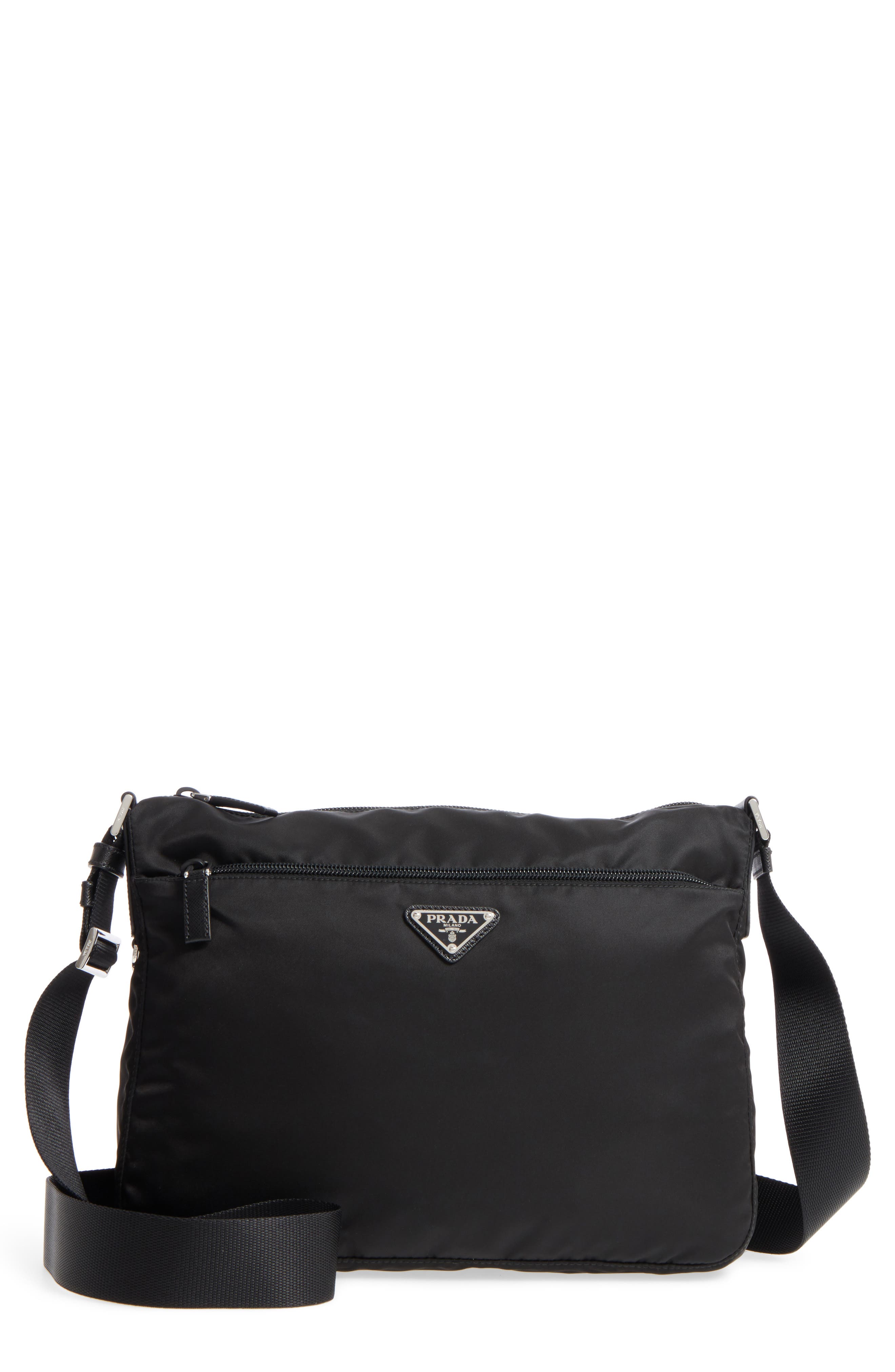 Prada Large Nylon Crossbody Bag, Main, color, 
