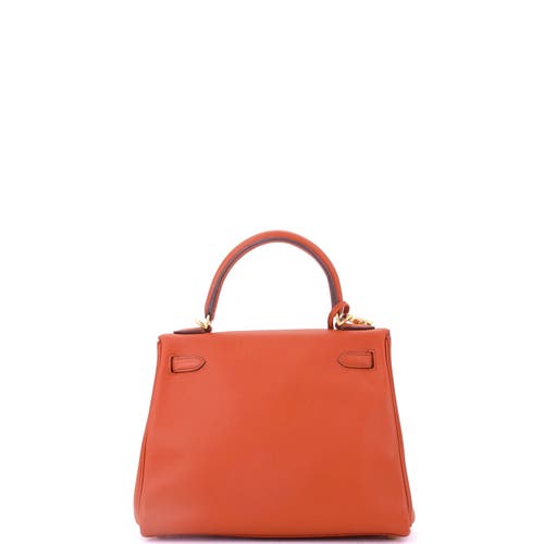 Pre-owned Hermes Hermes Kelly Handbag Orange Swift With Gold Hardware 25 In Brown