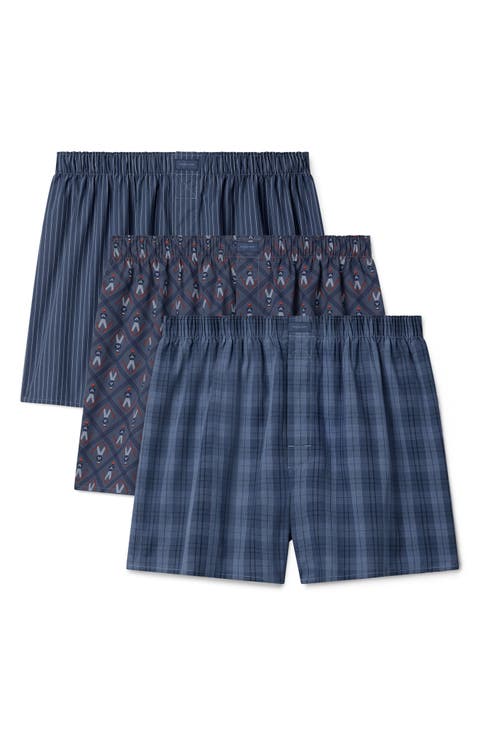 Assorted 3-Pack Woven Cotton Boxers