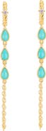ATHRA LUXE Cubic Zirconia and Turquoise Chain Drop Earrings