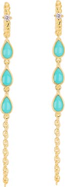 ATHRA LUXE Cubic Zirconia and Turquoise Chain Drop Earrings