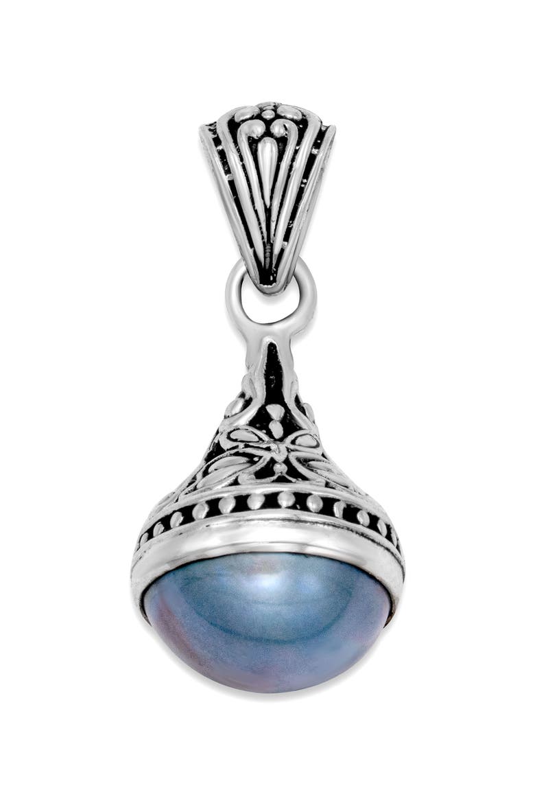 Sterling Silver Blue Mabe Pearl Butterfly Teardrop Pendant, Main, color, BLUE