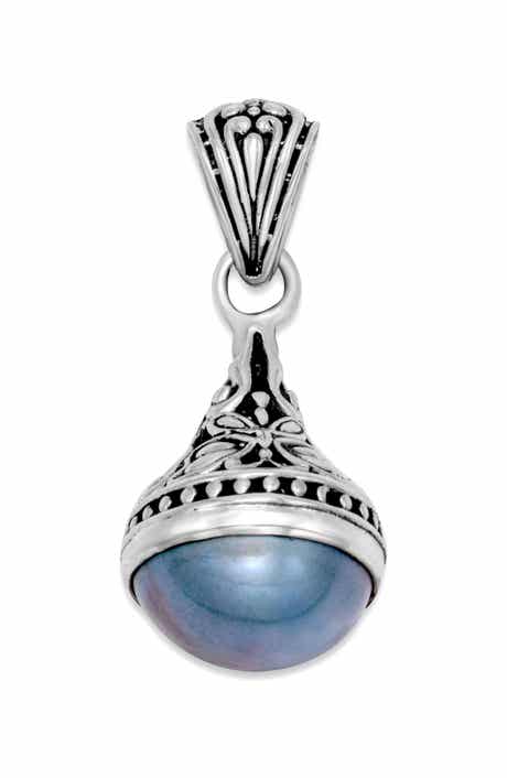 SAMUEL B. Sterling Silver Blue Mabe Pearl Butterfly Teardrop Pendant