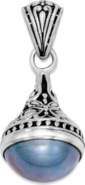 SAMUEL B. Sterling Silver Blue Mabe Pearl Butterfly Teardrop Pendant