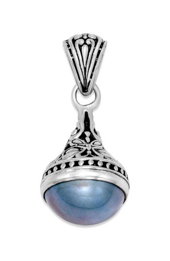 Samuel B. Silver 10mm Pearl Butterfly Pendant In Blue