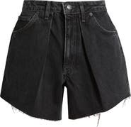 Topshop Pleated Denim Shorts