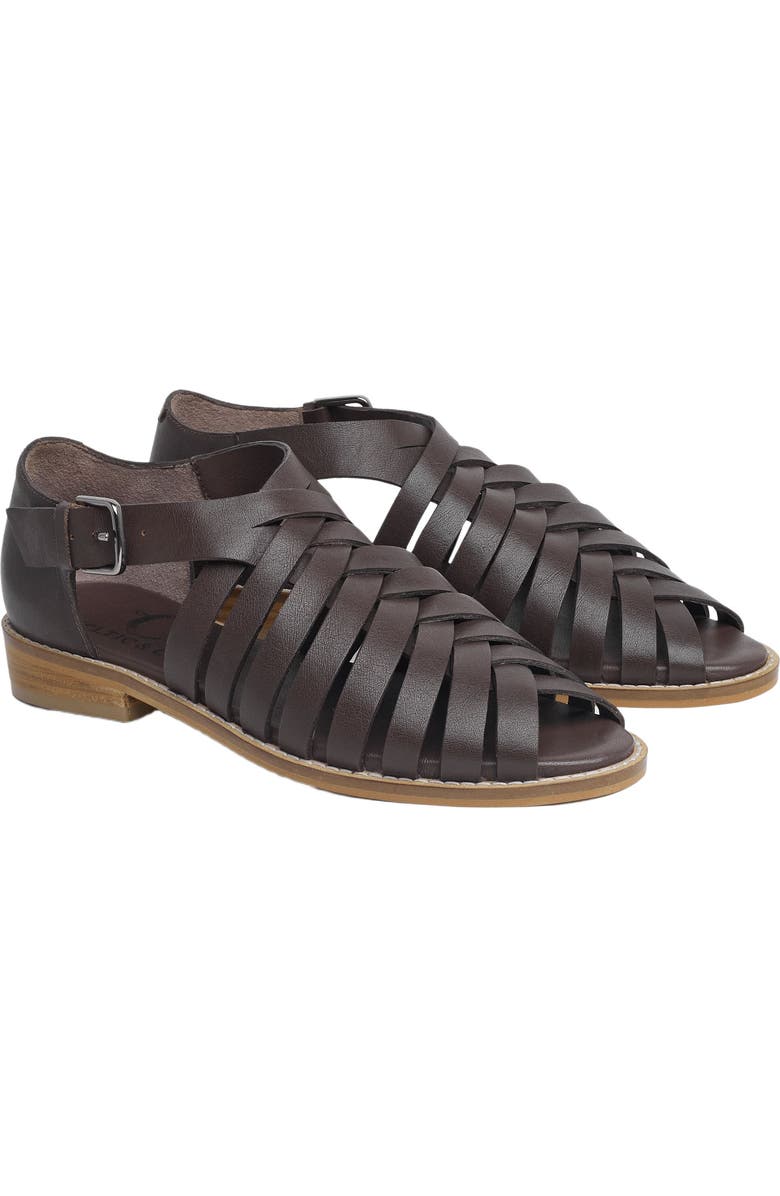 Celtic & Co. Woven Peep Toe Sandal, Main, color, Chocolate