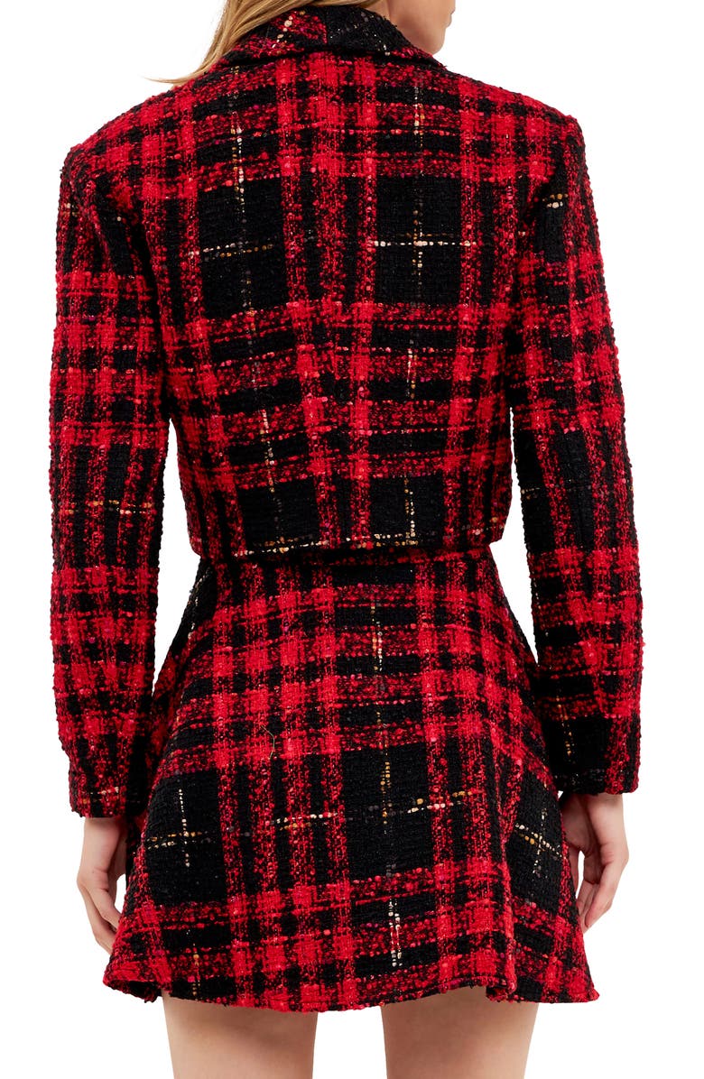 English Factory Check Tweed Crop Jacket, Alternate, color, 
