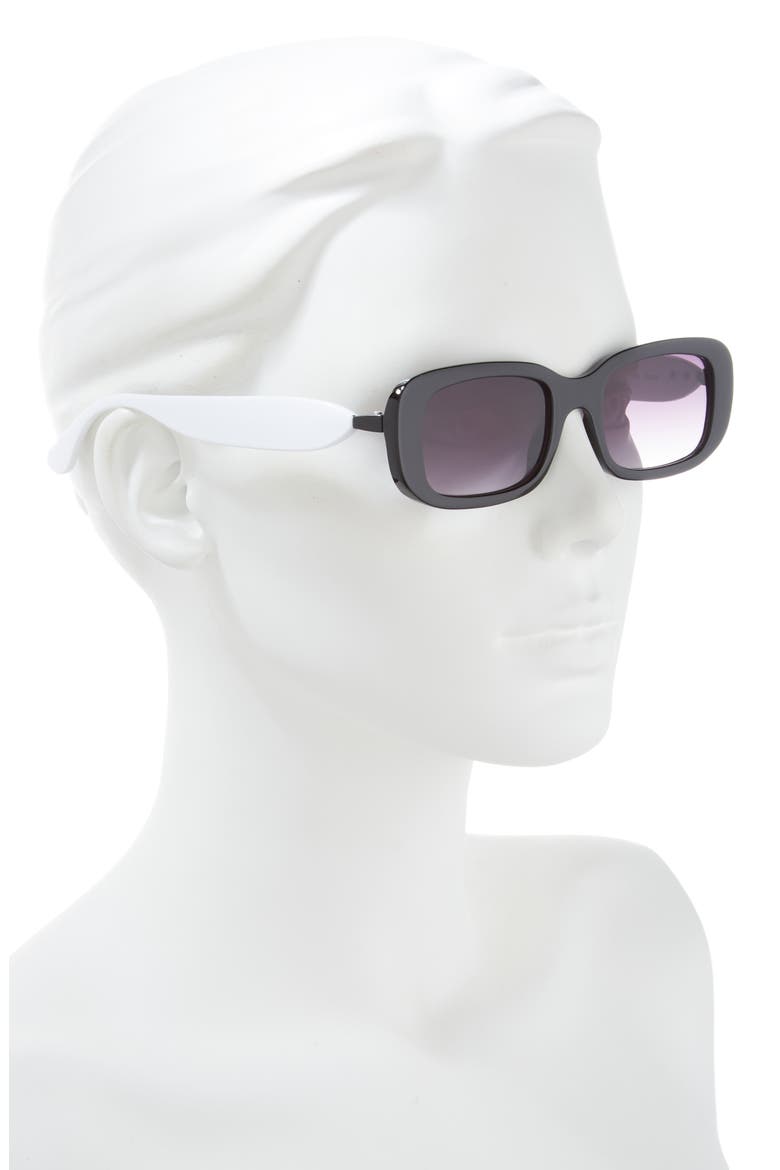 Narrow Rectangle Sunglasses, Alternate, color, BLACK/ WHITE