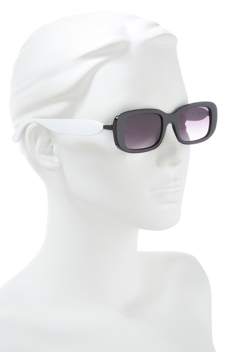 Vince Camuto Narrow Rectangle Sunglasses, Alternate, color, Black/ White
