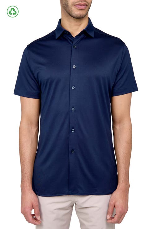 Solid Performance Button-Down Shirt