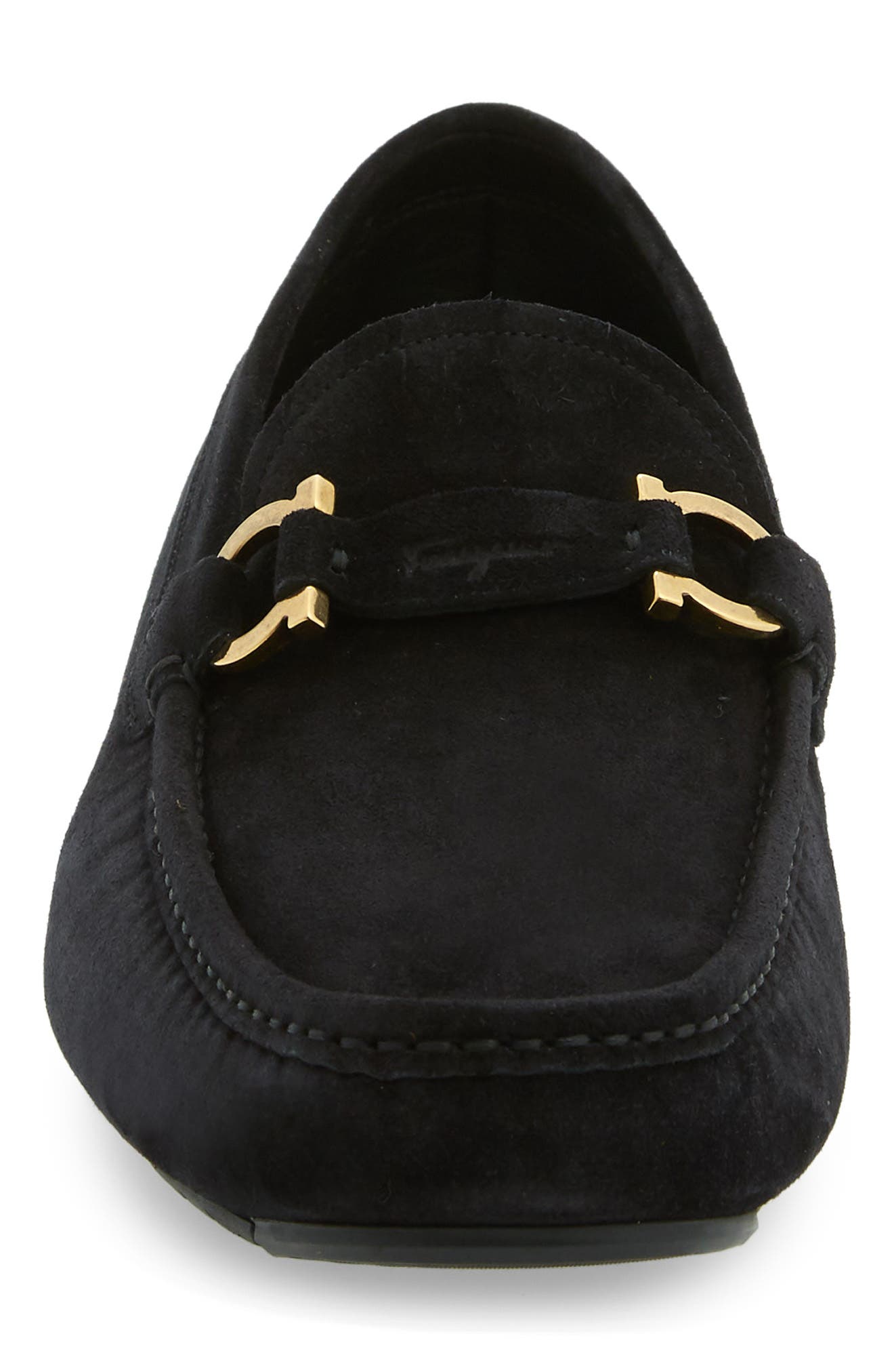Salvatore Ferragamo Teddy Driving Shoe, Alternate, color, BLACK SUEDE