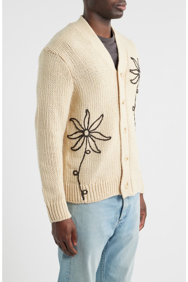 Mika 6620 Flower Embroidered Recycled Polyester Blend Cardigan, Alternate, color, ECRU