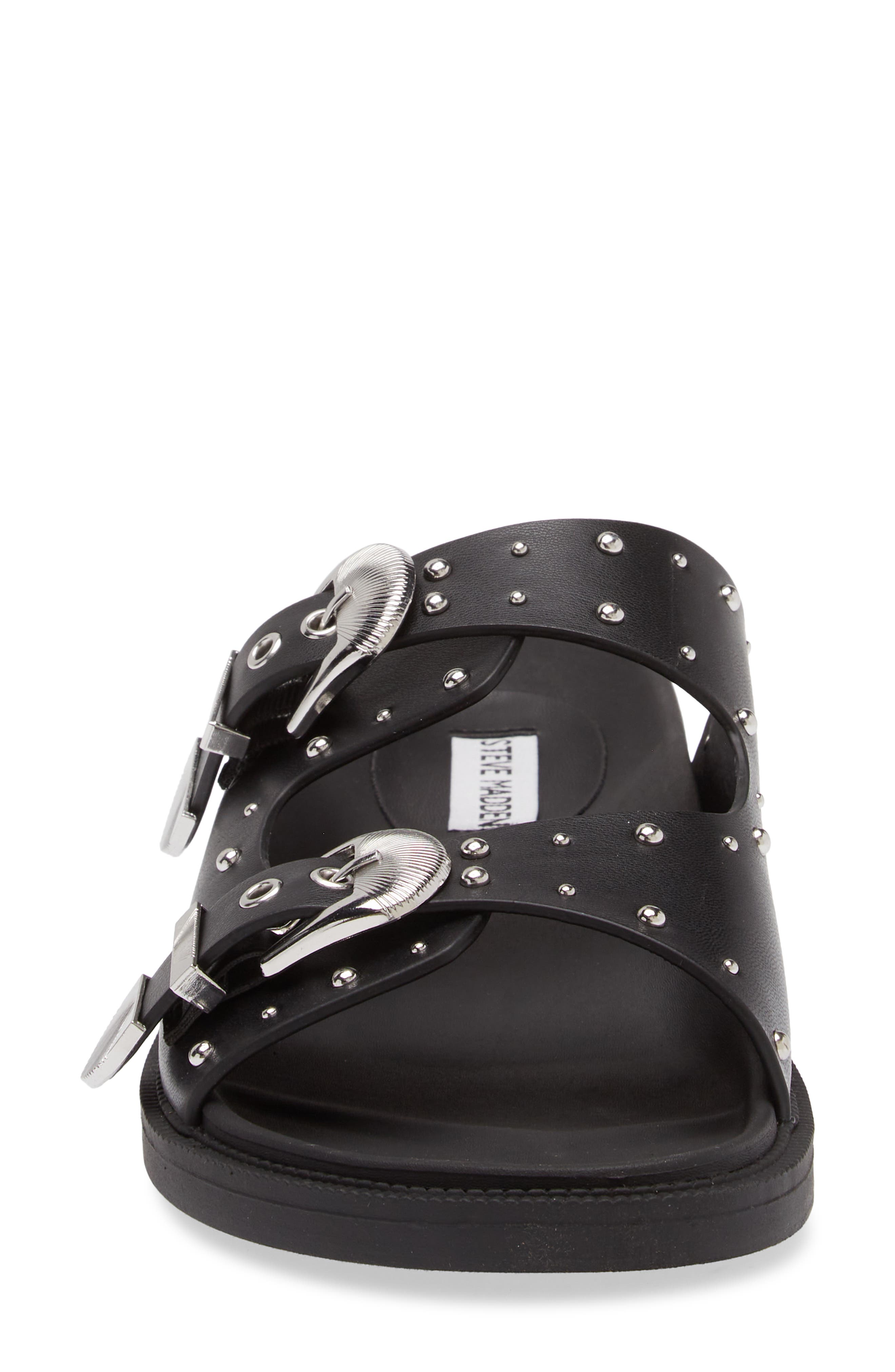 Steve Madden Connely Buckle Slide Sandal, Alternate, color, Black