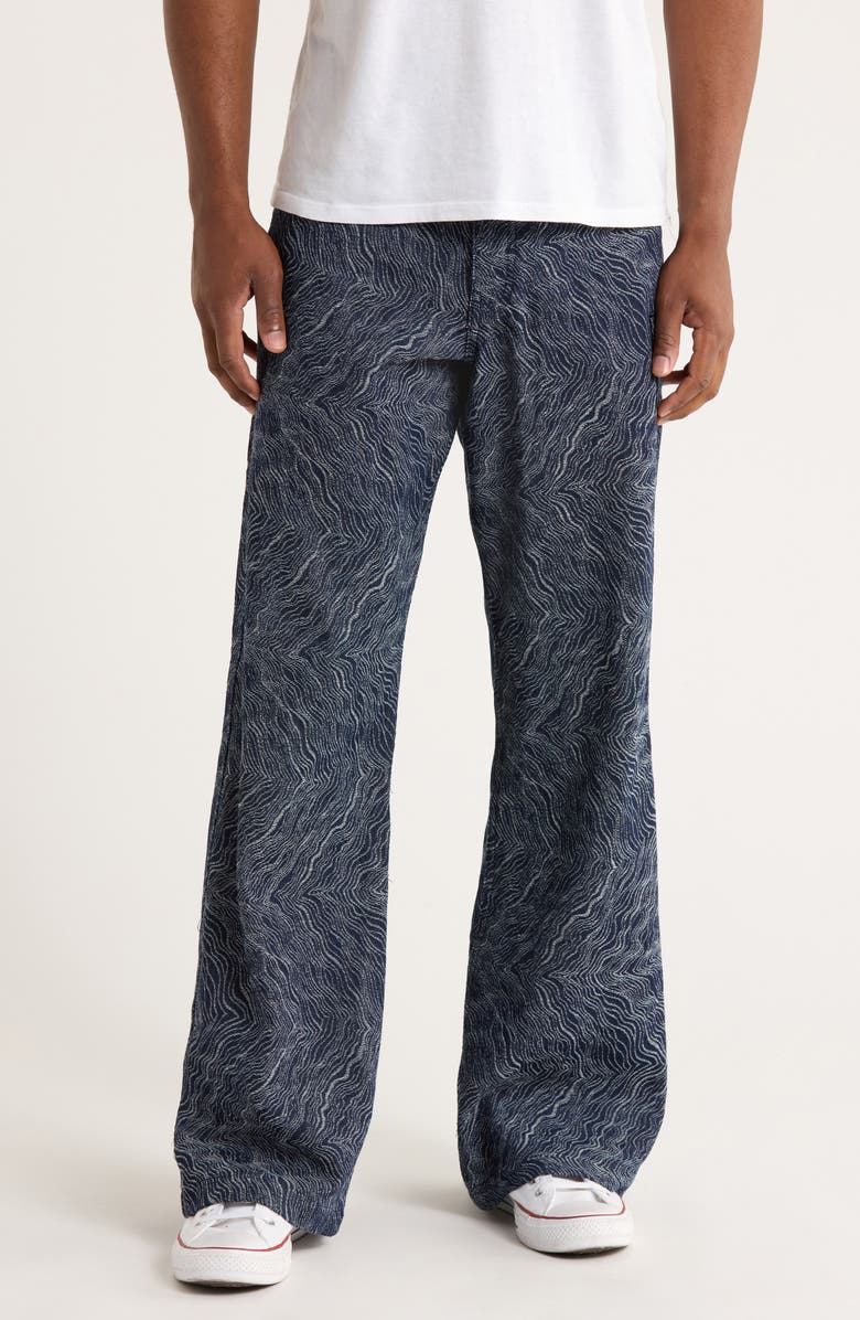 HONOR THE GIFT Swirl Jacquard Wide Leg Jeans, Main, color, Indigo