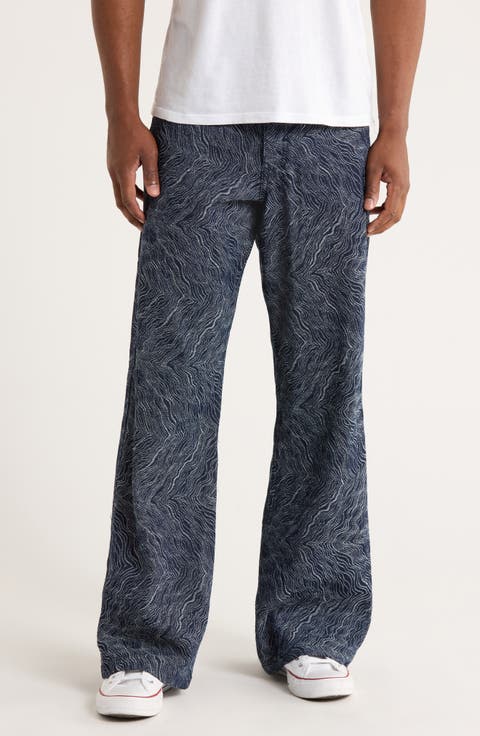 Swirl Jacquard Wide Leg Jeans