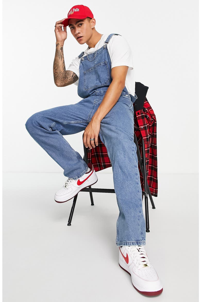 Denim Overalls, Alternate, color, MID BLUE