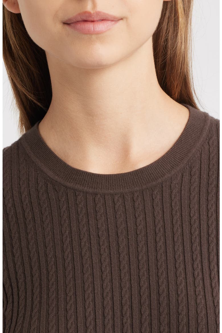 The Fine Cable Sweater, Alternate, color, COFFEE