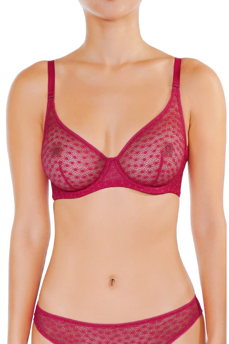 Daisy Cerise Underwire Bra, Main, color, CHERRY