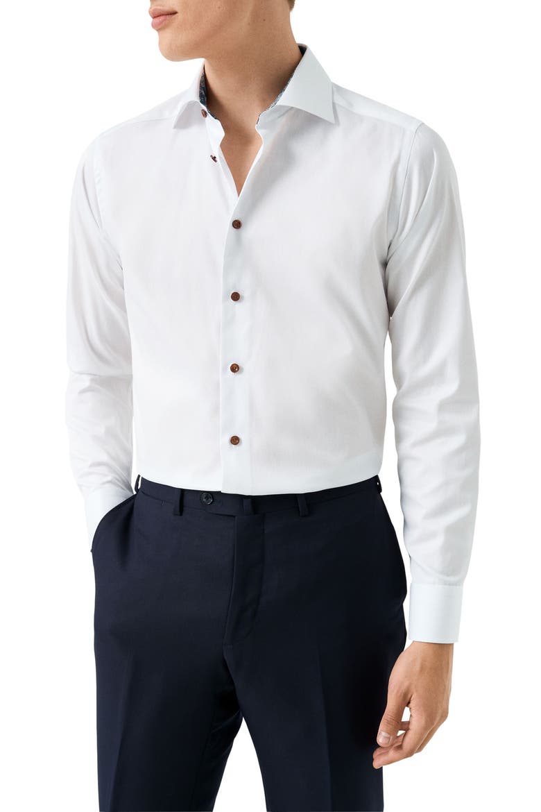 Slim Fit White Cotton Dress Shirt, Main, color, WHITE