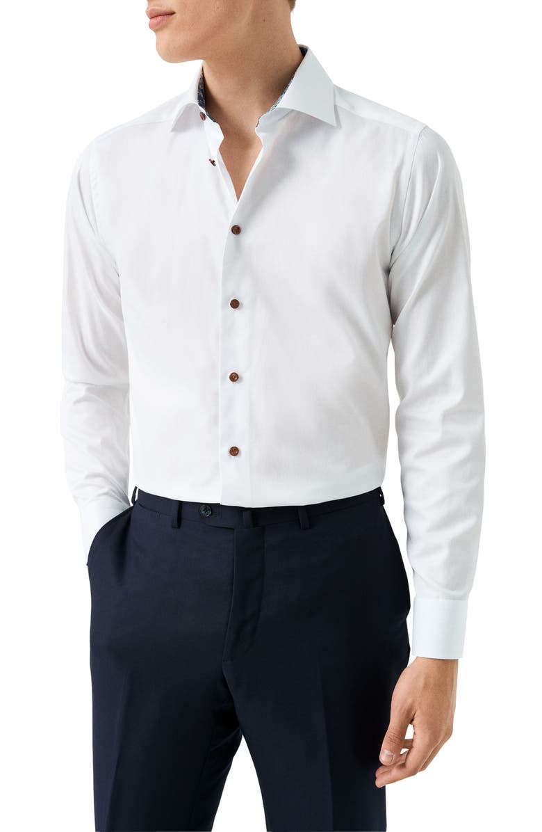 Eton Slim Fit White Cotton Dress Shirt, Main, color, White