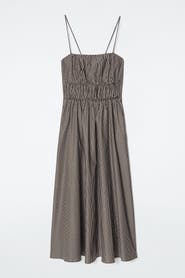 COS Striped Gathered Waist Midi Dress