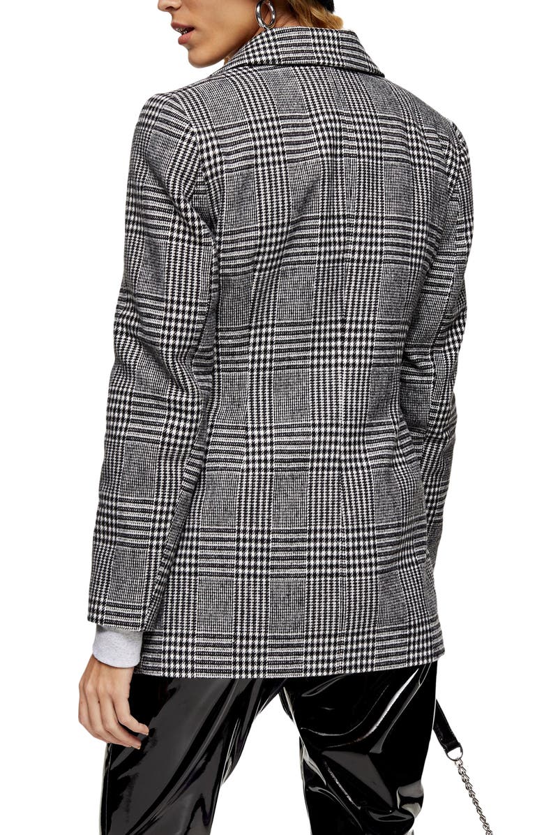 Topshop Monochrome Check Blazer, Alternate, color, 