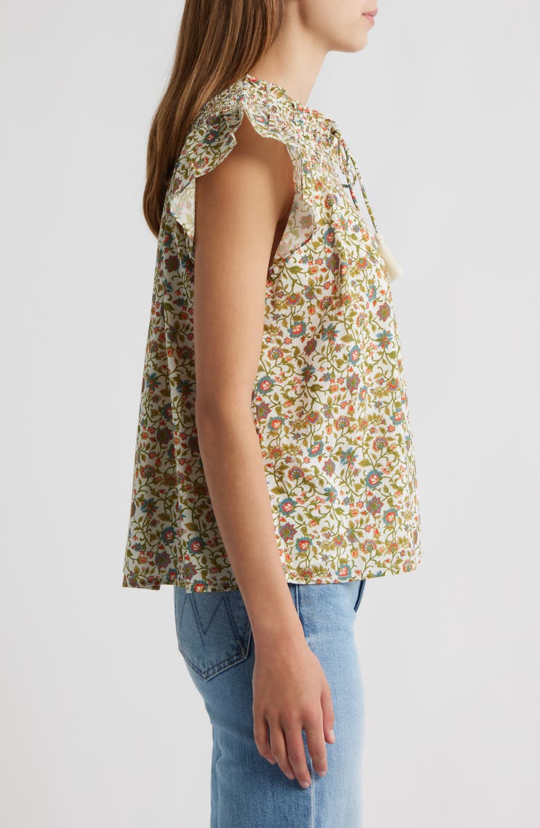 Cleobella Dira Smocked Tassel Tie Organic Cotton Top, Alternate, color, 