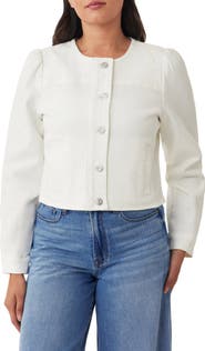 Kensie Collarless Crop Denim Jacket