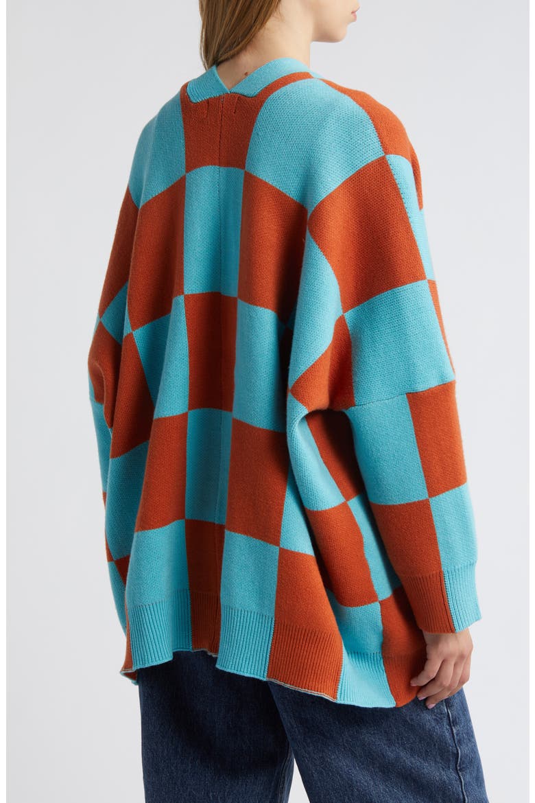 Love You Oversize Cardigan, Alternate, color, BLUE ORANGE CHECKERBOARD