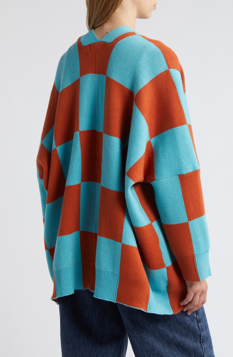 Dressed in Lala Love You Oversize Cardigan, Alternate, color, Blue Orange Checkerboard
