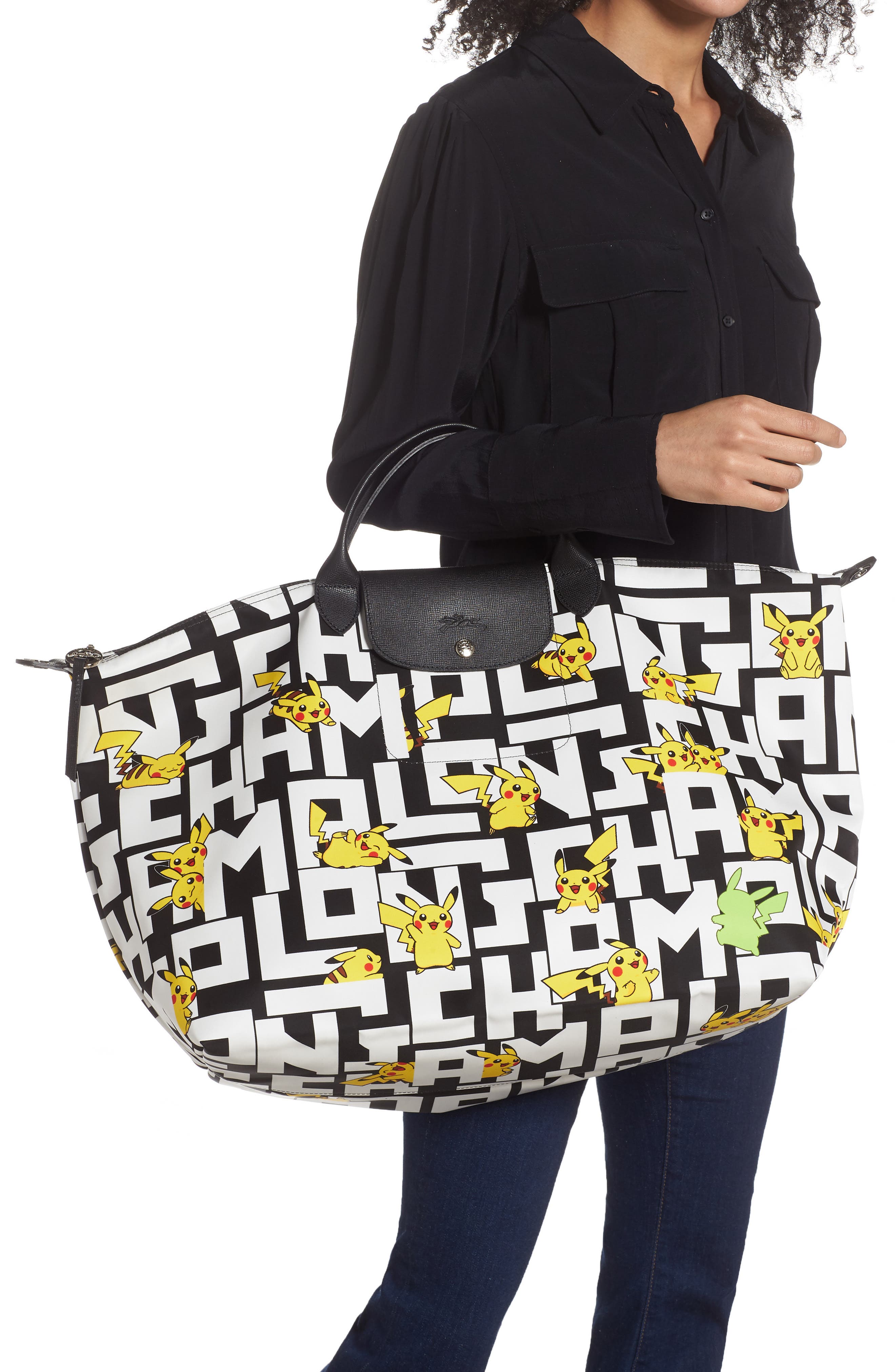 Longchamp x Pokémon Pikachu 18-Inch Travel Bag, Alternate, color, 