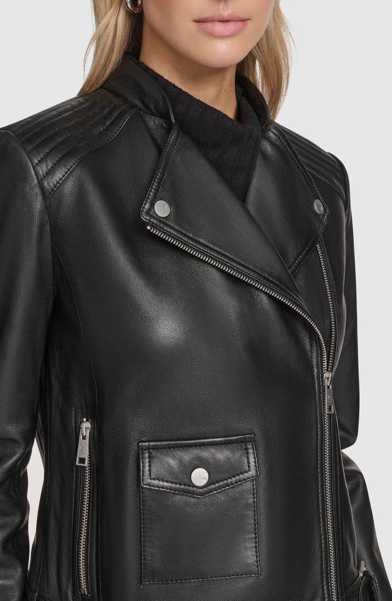 Andrew Marc Frankie Leather Moto Jacket, Alternate, color, Black