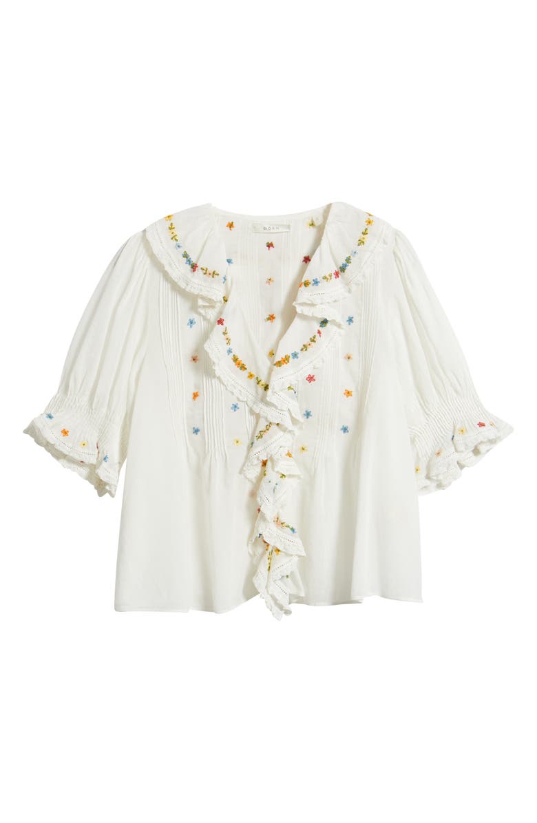 Hettie Embroidered Ruffle Organic Cotton Top