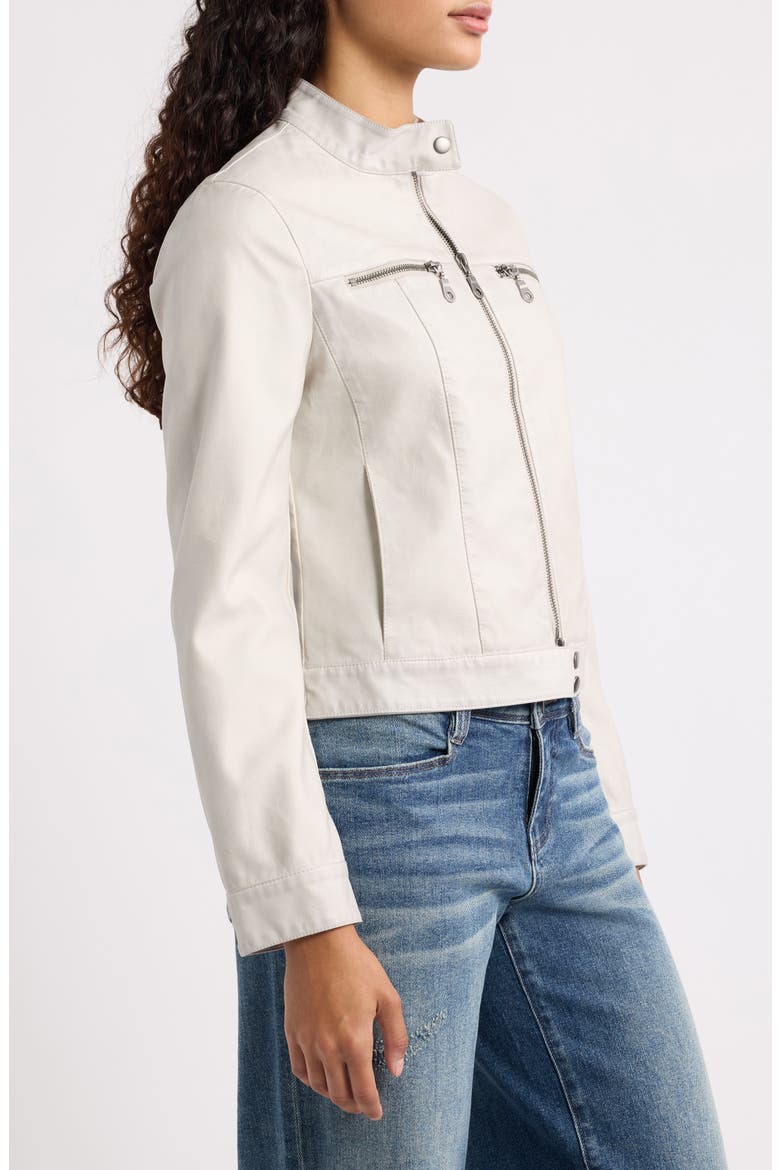 Alexis Faux Leather Moto Jacket, Alternate, color, WHITE