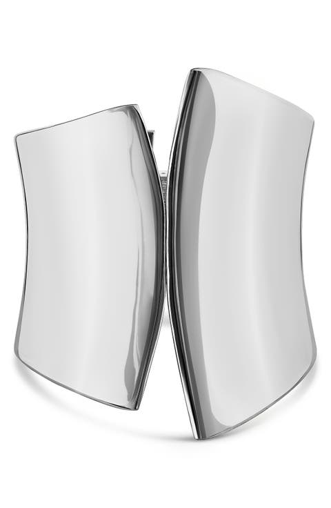 Wide Hinged Asymmetric Cuff Bracelet