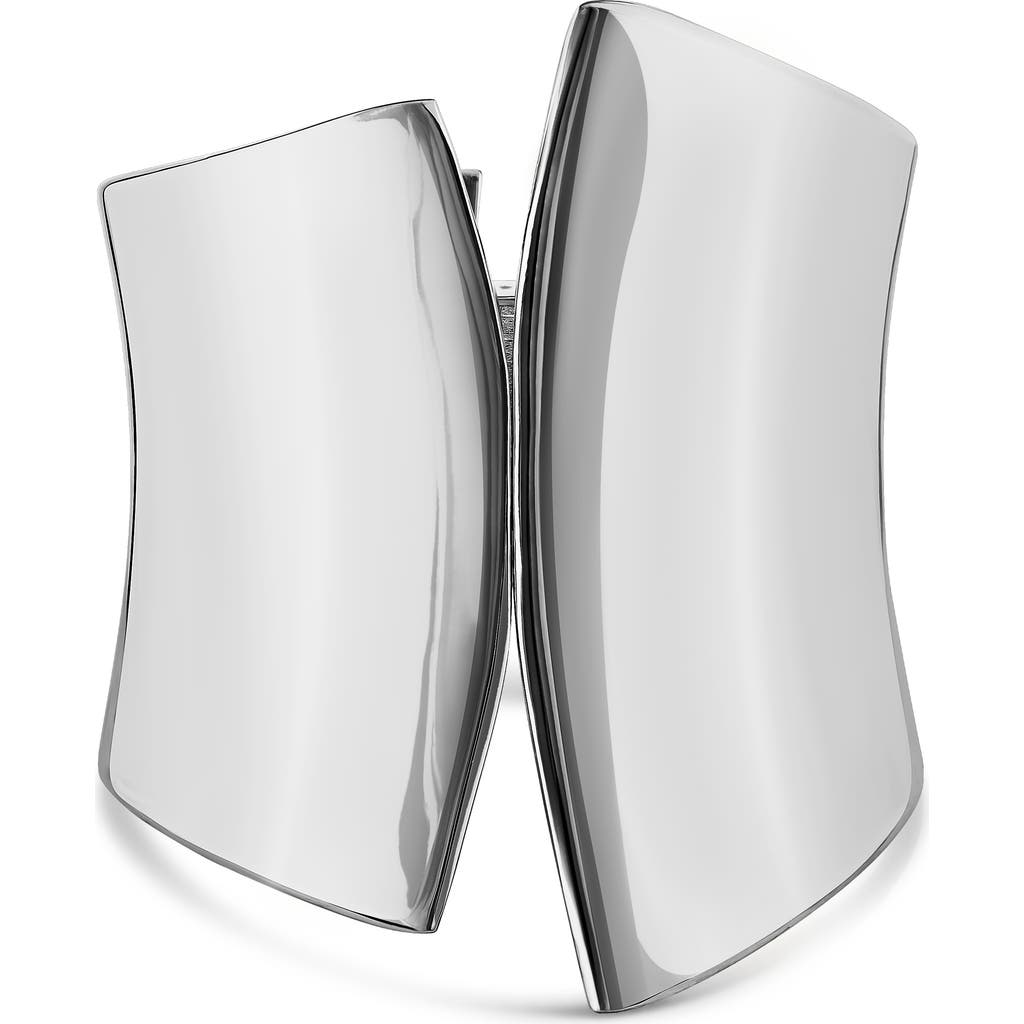 Jardin Wide Hinged Asymmetric Cuff Bracelet In White