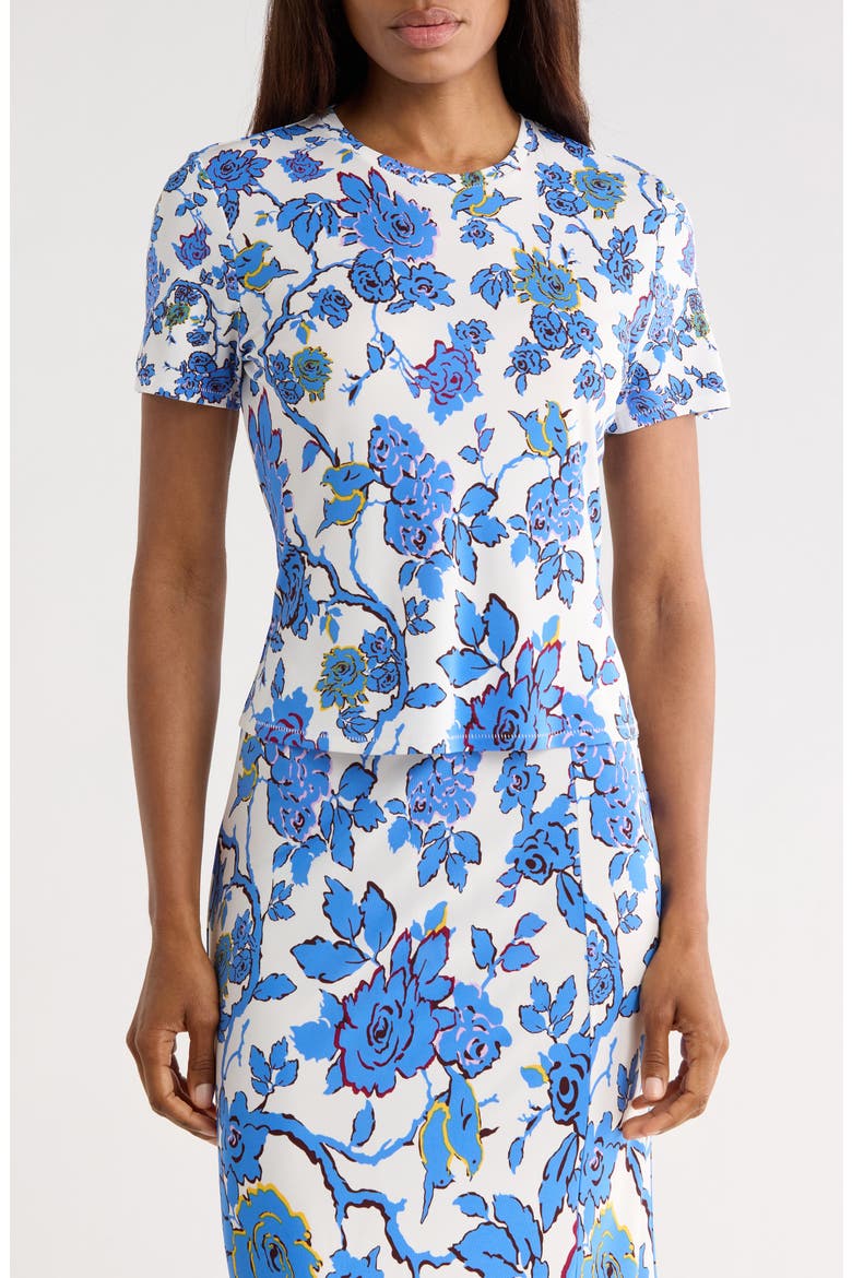 Floral Short Sleeve Top, Main, color, CHINA VINE DEGRADE