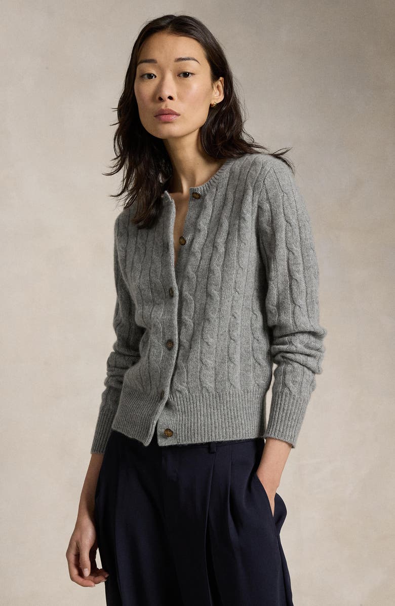 Polo Ralph Lauren Cashmere Cable Cardigan, Alternate, color, 