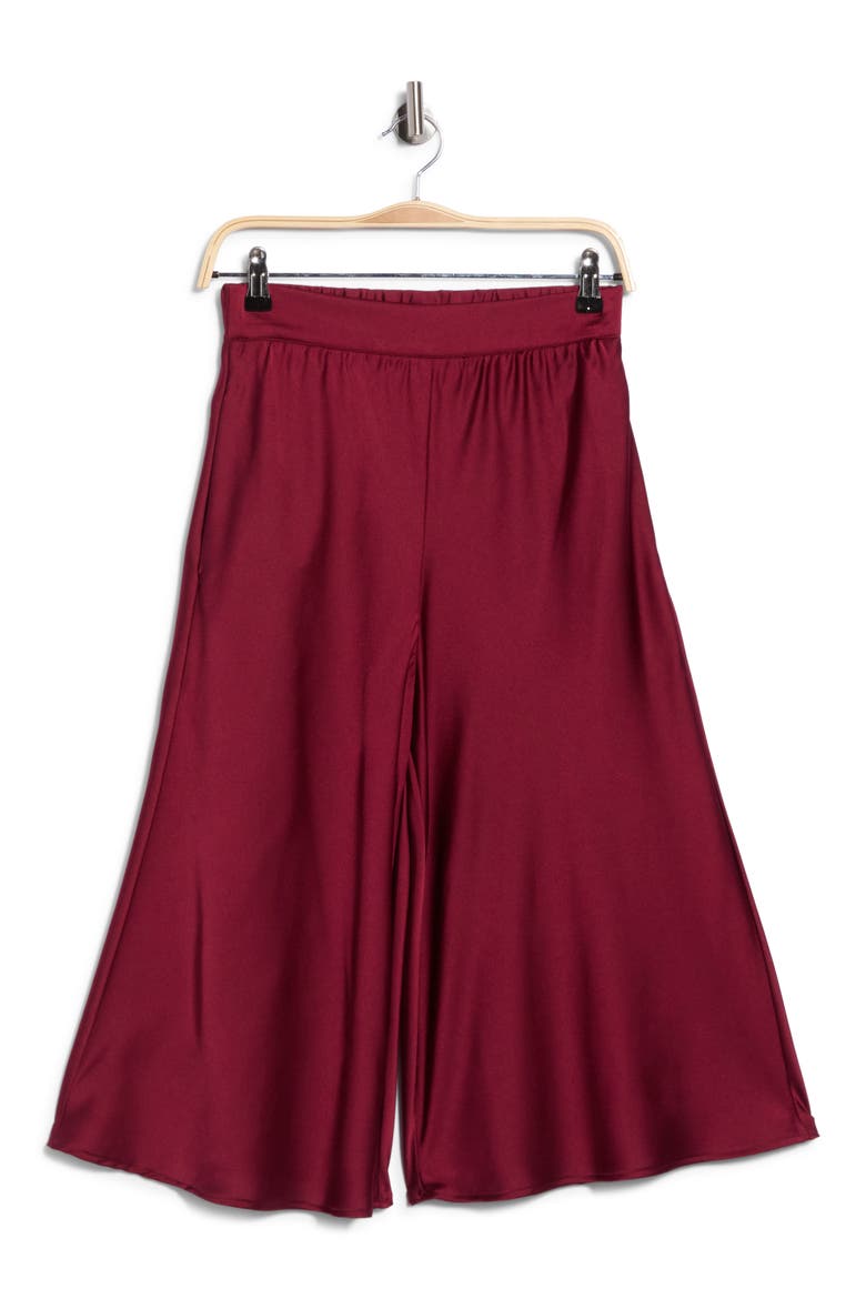 High Waist Satin Culottes, Main, color, BURGUNDY