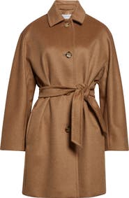 Max Mara Filato Belted Camel Hair Wrap Coat