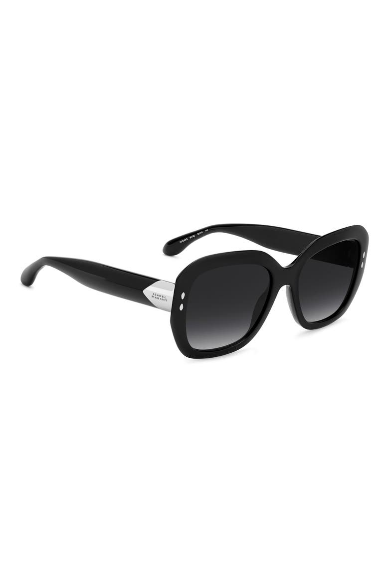 55mm Rectangular Sunglasses, Alternate, color, BLACK/ DARK GREY SF