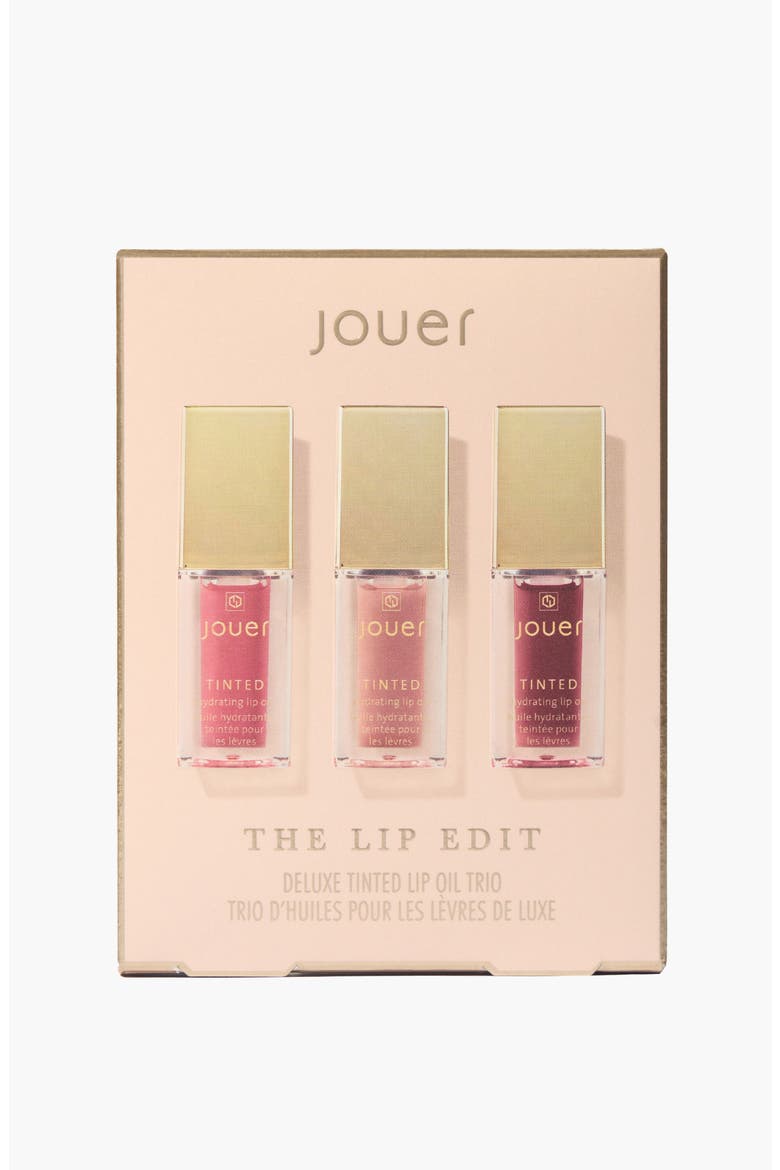 The Lip Edit Deluxe Tinted Lip Oil Trio $54 Value, Alternate, color, Rêve, Bardot, Bordeaux