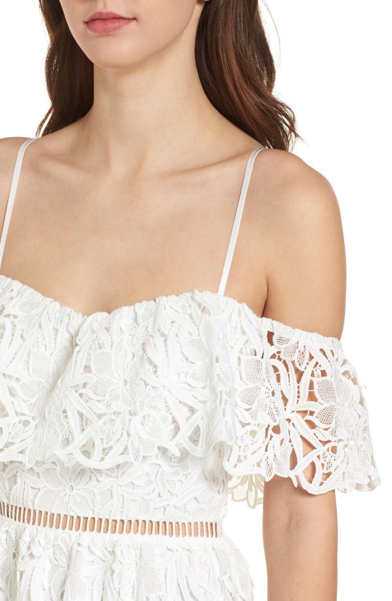 ASTR the Label Lace Off the Shoulder Midi Dress, Alternate, color, 