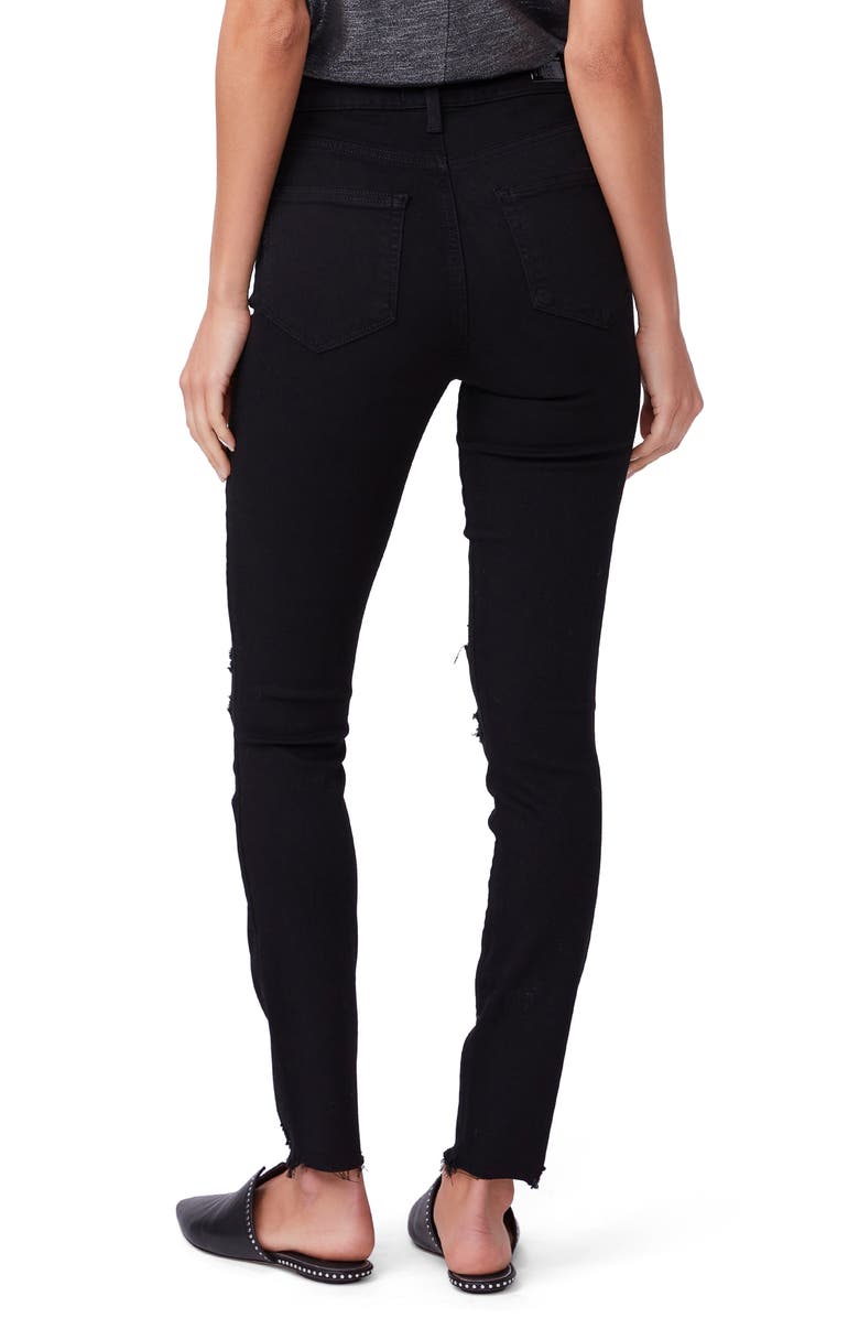 PAIGE Margot High Waist Button Fly Distressed Skinny Jeans, Alternate, color, Mdtstmdsth