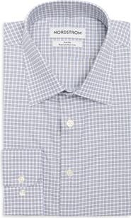 Nordstrom Trim Fit Check Premium Non Iron Cotton Dress Shirt