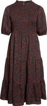 SUGARLIPS Kalida Beau Frazier Smocked Tiered Midi Dress